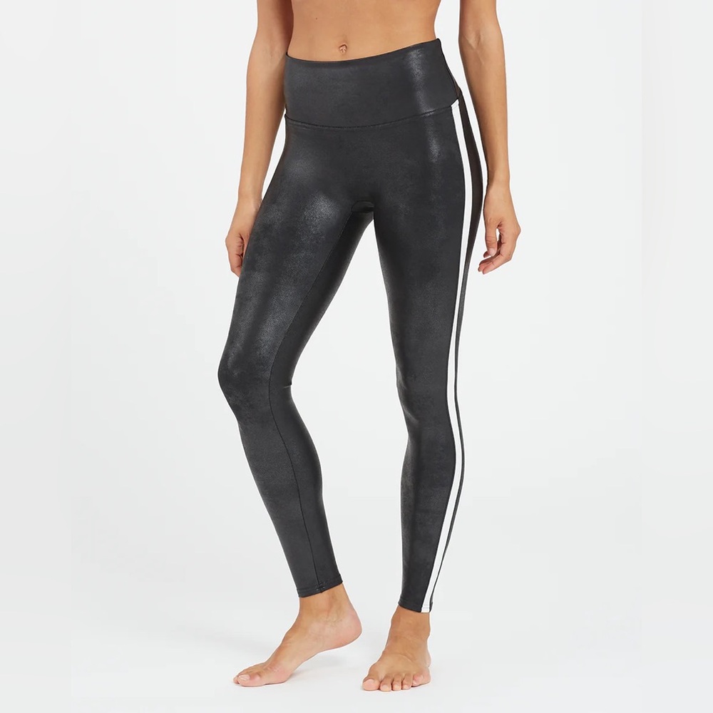 Spanx Faux Leather Side Stripe Leggings